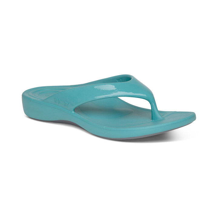 Women's Maui Orthotic Flips - Glossy Aqua